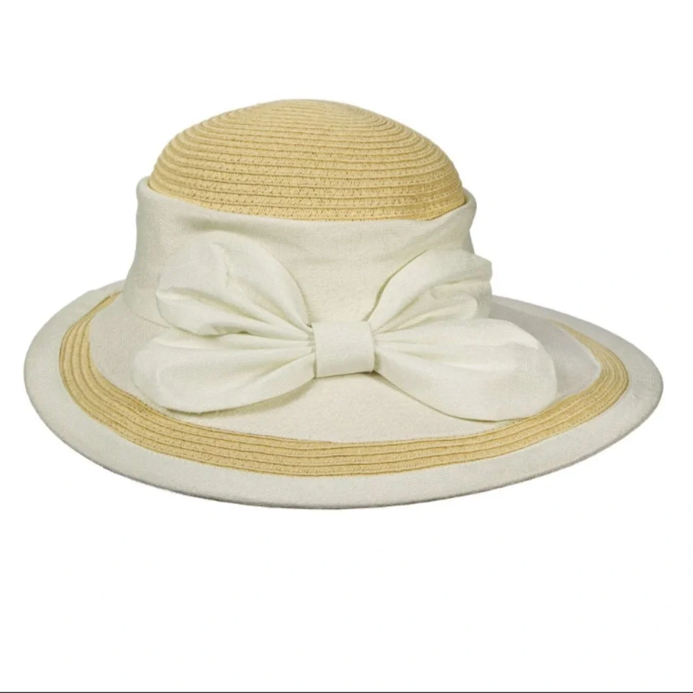 CALLANAN MILLINERY Elegant Linen Bow Sun Hat Women's One Size